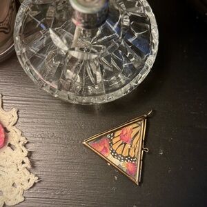 Real monarch butterfly wing Triangle Butterfly Pendant